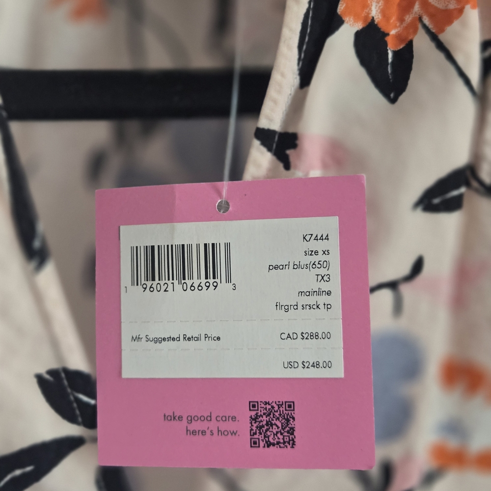 Kate Spade Floral Blouse - Blue, Orange, Black - Picture 4 of 6